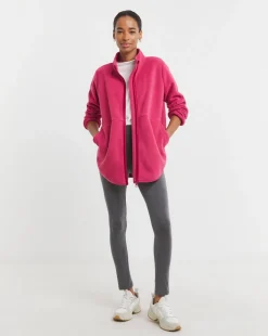 Fleece Longline Zip Through Jacket