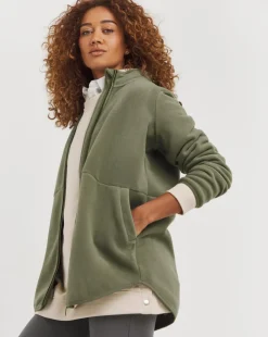 Fleece Longline Zip Through Jacket