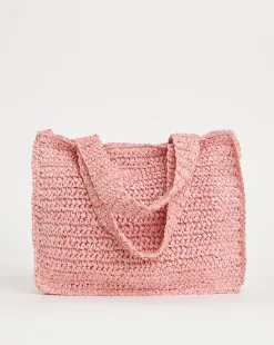 Floral Raffia Mini Tote Bag