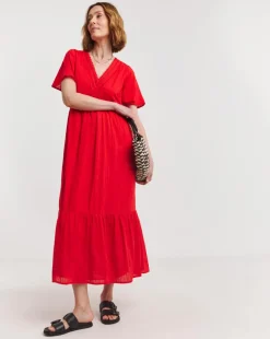 Flutter Sleeve Crochet Maxi Dress