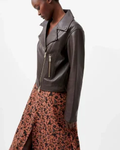 French Connection Becket Leather Military Jacket