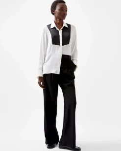 French Connection Chiara Drape Contrast Long Sleeve Shirt