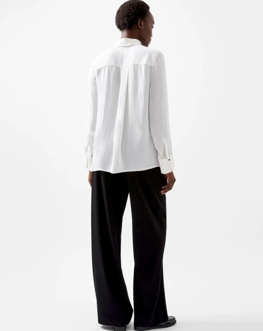 French Connection Chiara Drape Contrast Long Sleeve Shirt