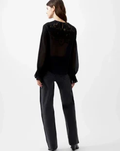 French Connection Emina Chiffon Lace Blouse