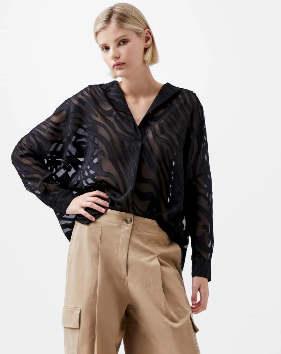 French Connection Zebra Devore Popover