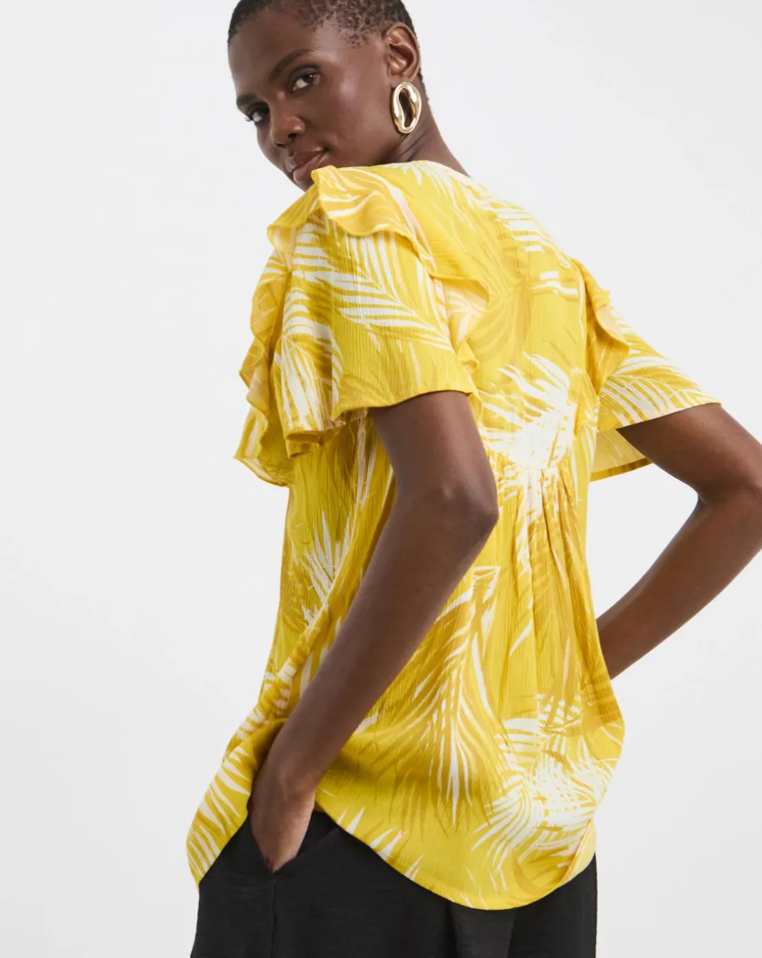 Frill Detail Angel Sleeve Top