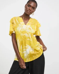 Frill Detail Angel Sleeve Top