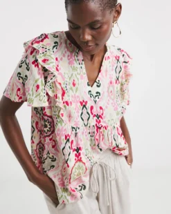 Frill Detail Angel Sleeve Top