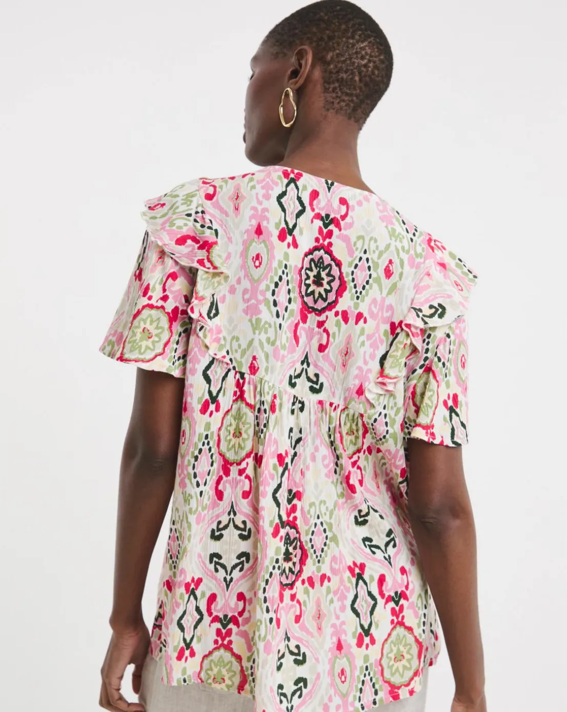 Frill Detail Angel Sleeve Top