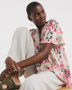 Frill Detail Angel Sleeve Top