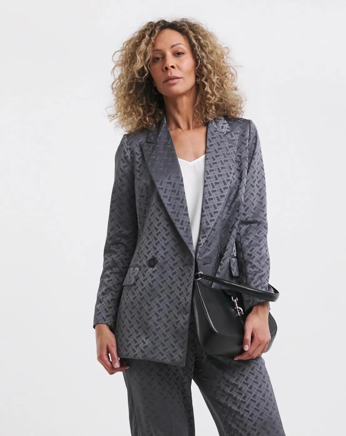 Geo Jaquard Satin DB Blazer