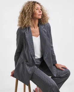 Geo Jaquard Satin DB Blazer