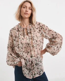 Georgette Blouson Sleeve Tie Detail Blouse