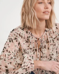 Georgette Blouson Sleeve Tie Detail Blouse