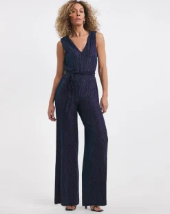 Glitter Stripe Plunge Jumpsuit