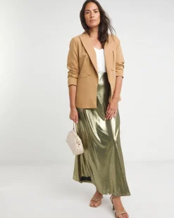 Gold Metallic Jersey Maxi Skirt