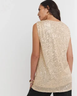 Gold Sequin Longline Tank Top