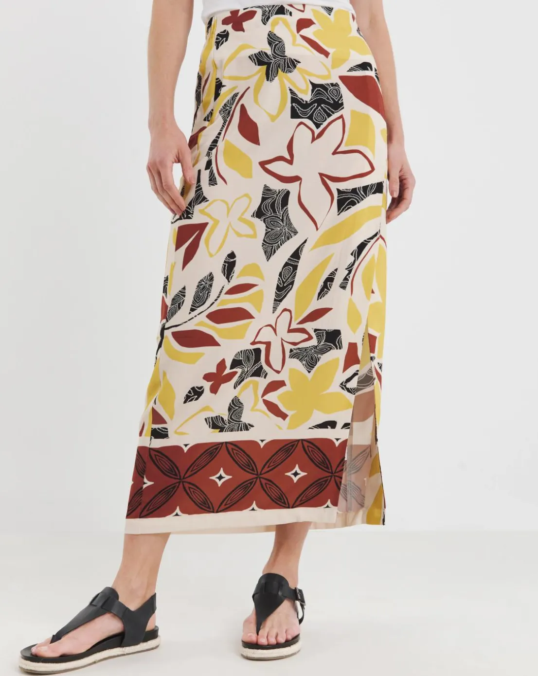 Graphic Print Midi Wrap Skirt
