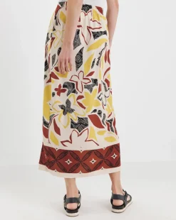 Graphic Print Midi Wrap Skirt