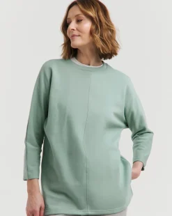 Green Dolman Sleeve Longline Sweatshirt