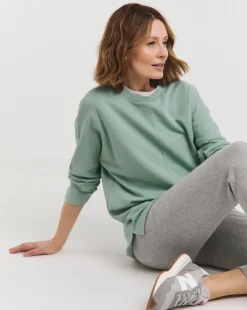Green Dolman Sleeve Longline Sweatshirt