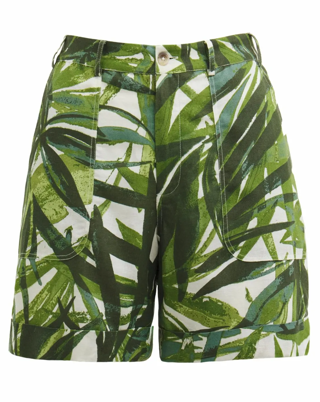 Green Palm Print Bermuda Short