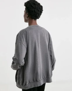 Grey Acid wash Bomber