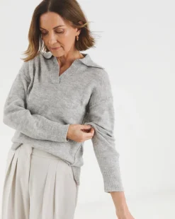 Grey Marl Collar Jumper