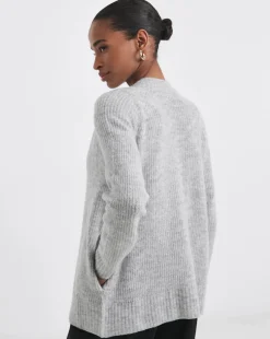 Grey Marl Zip Through Cardigan