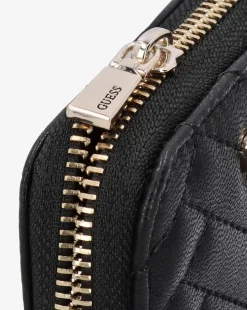 Guess Anning Quilted Black Zip Around Wallet