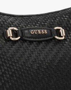 Guess Francy Woven Black Hobo Bag