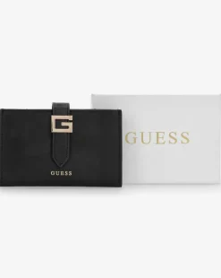 Guess G Logo Black Leather Card Case