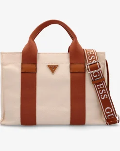 Guess Small Canvas II Natural Cognac Tote Bag
