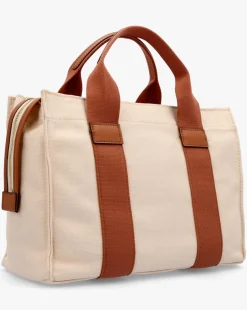 Guess Small Canvas II Natural Cognac Tote Bag