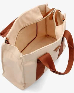 Guess Small Canvas II Natural Cognac Tote Bag