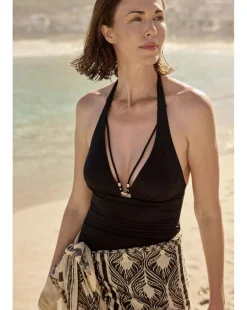 Halterneck Trim Detail Swimsuit