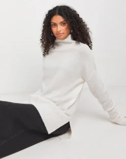 High Neck Deep Trim Longline Jumper