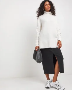 High Neck Deep Trim Longline Jumper