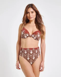 High Waist Tummy Control Ikat Print Bikini Brief