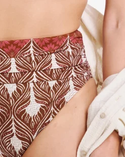 High Waist Tummy Control Ikat Print Bikini Brief