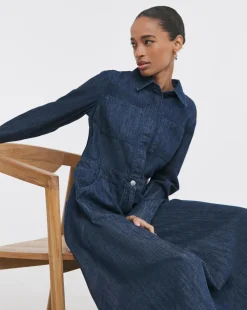 Indigo A Line Shirt Denim Dress