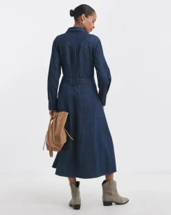 Indigo A Line Shirt Denim Dress