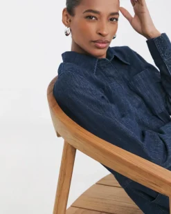 Indigo A Line Shirt Denim Dress