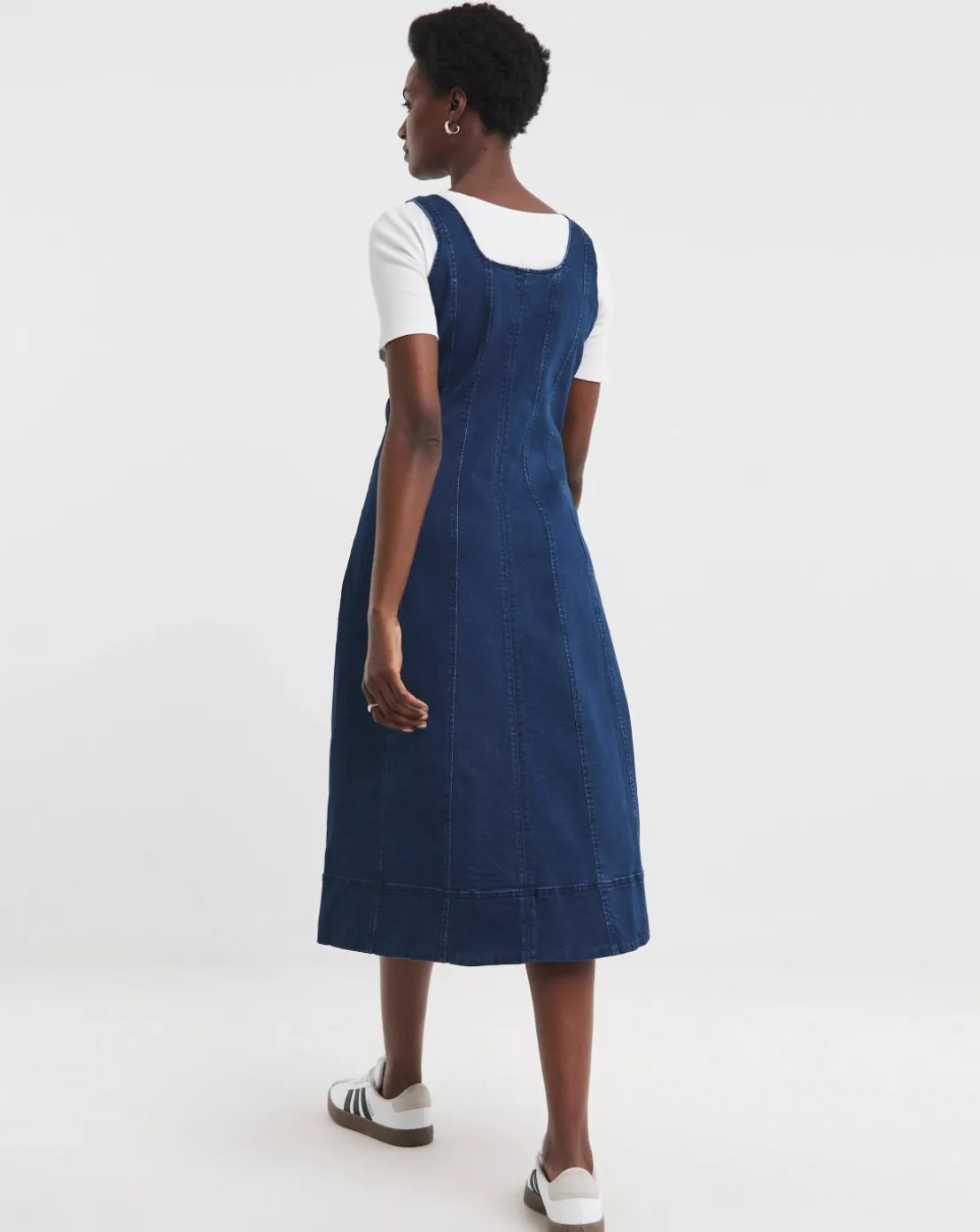 Indigo Denim Button Front Apron Dress