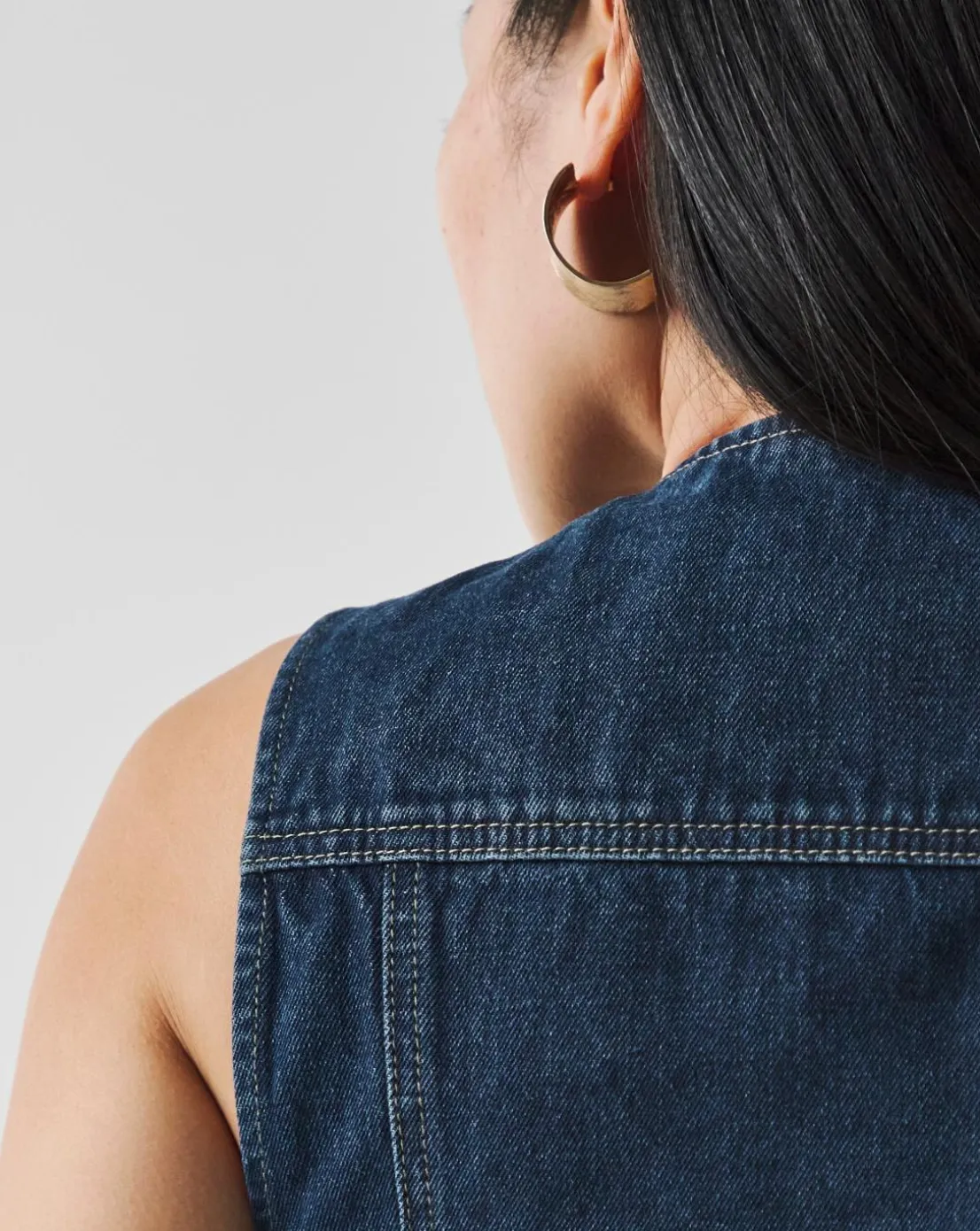 Indigo Denim Longline Waistcoat