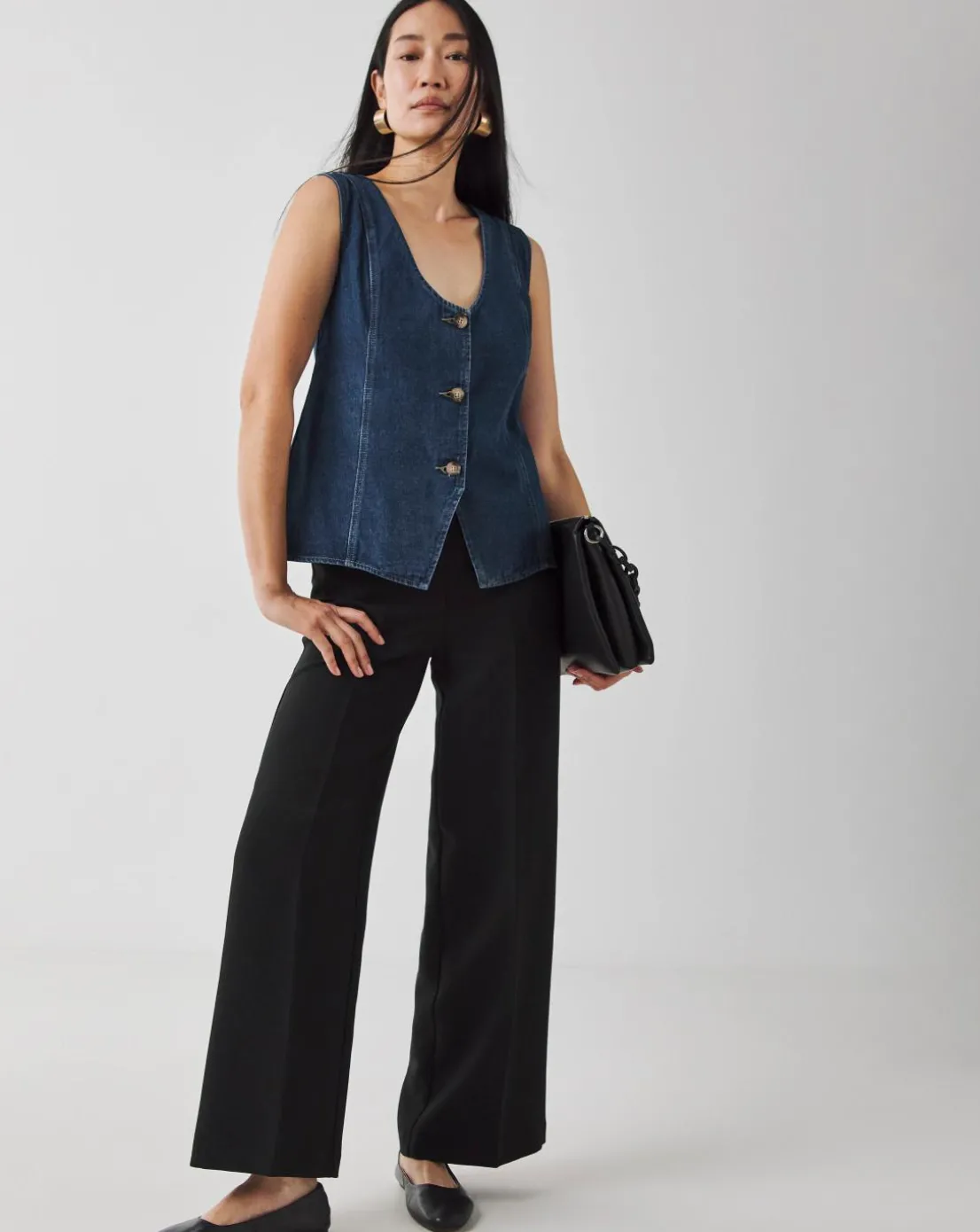 Indigo Denim Longline Waistcoat