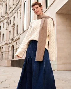 Indigo Maxi Pleat Detail Denim Skirt