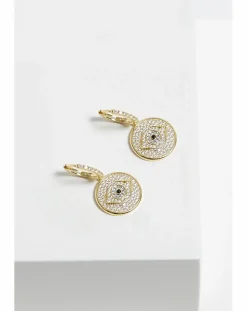 Inicio Gold Plated Evil Eye Huggie Earrings - Gift Pouch