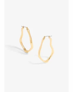 Inicio Gold Plated Molten Large Hoop Earrings - Gift Pouch