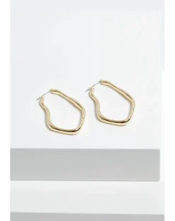 Inicio Gold Plated Molten Large Hoop Earrings - Gift Pouch